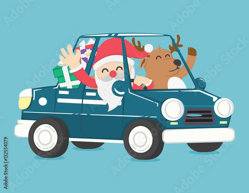 santa claus drive a car full of christmas gift © wittaya