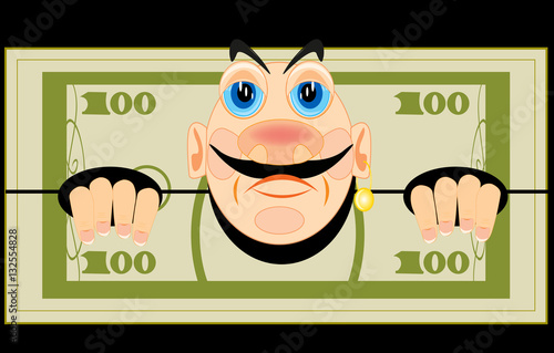 Fototapeta Banknote one hundred dollars with person