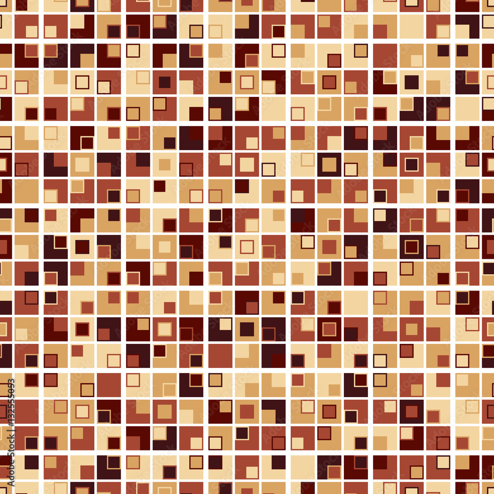 Geometric seamless pattern. Consists of squares of different colors arranged on white background. Useful as design element for texture, pattern and artistic composition. Geometric seamless pattern. Consists of squares of different colors arranged on white background. Useful as design element for texture, pattern and artistic composition.