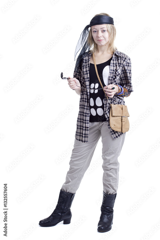 Young woman in the image of a pirate Young woman in the image of a pirate