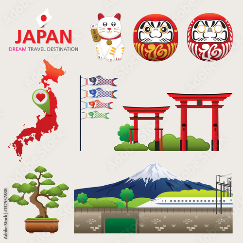 A vector illustration of Infographic elements for traveling to Japan, concept Travel to Japan / Infographic Element / icon / Symbol , Vector Design