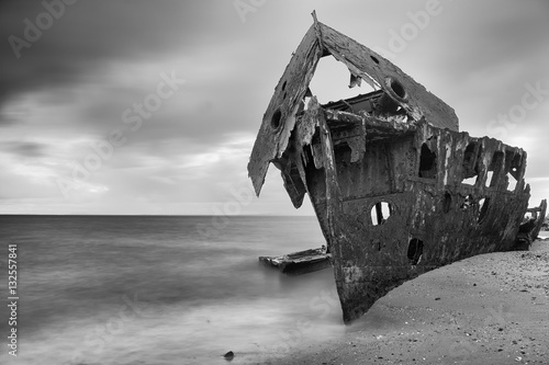 Black and white. Shipwrecked HMQS Gayundah photo