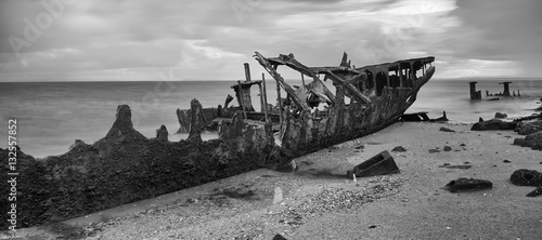 Black and white. Shipwrecked HMQS Gayundah photo