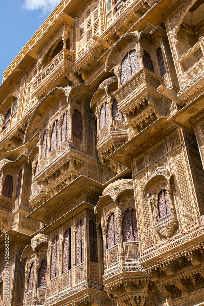 Nathmalji ki Haveli at Jaisalmer, India. Architectural detail
