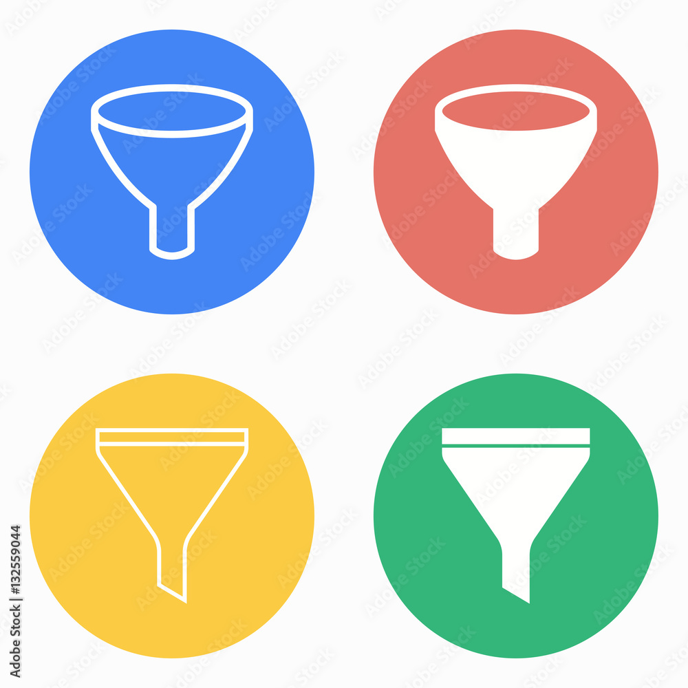 Funnel icon set. Funnel icon set.