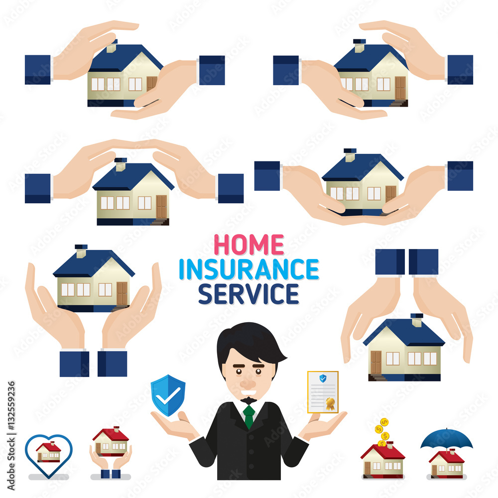 Home insurance business service icons template. Can be used for workflow layout, banner, diagram, number options, web design, timeline, infographics.Vector illustration. Home insurance business service icons template. Can be used for workflow layout, banner, diagram, number options, web design, timeline, infographics.Vector illustration.