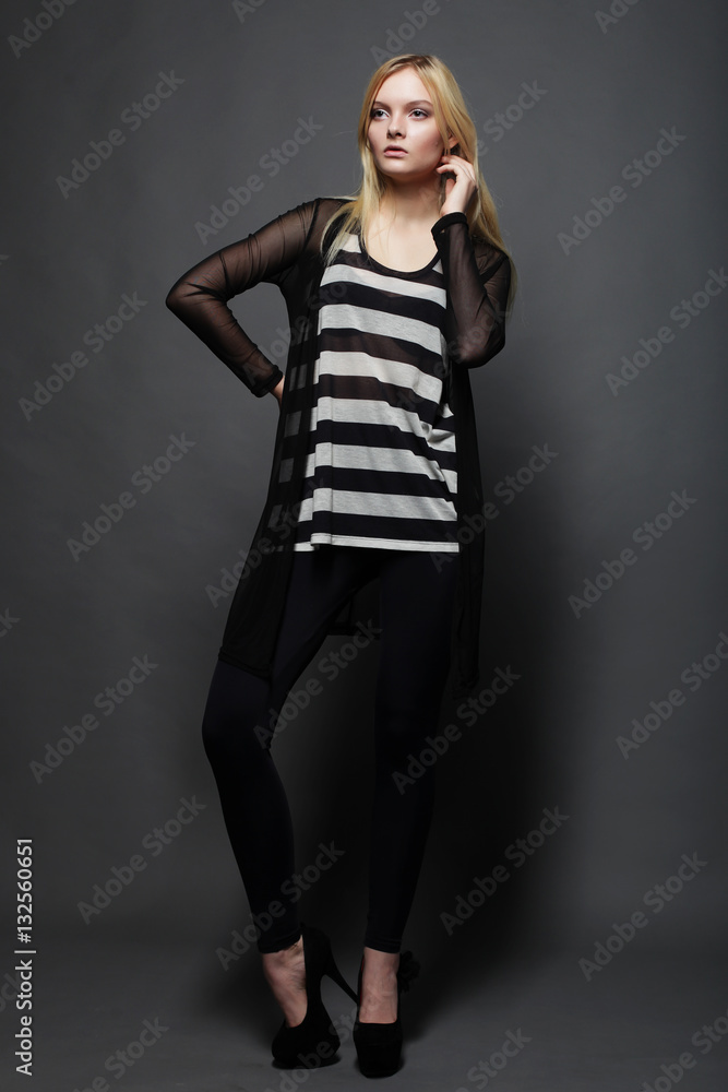 pretty model on grey background pretty model on grey background