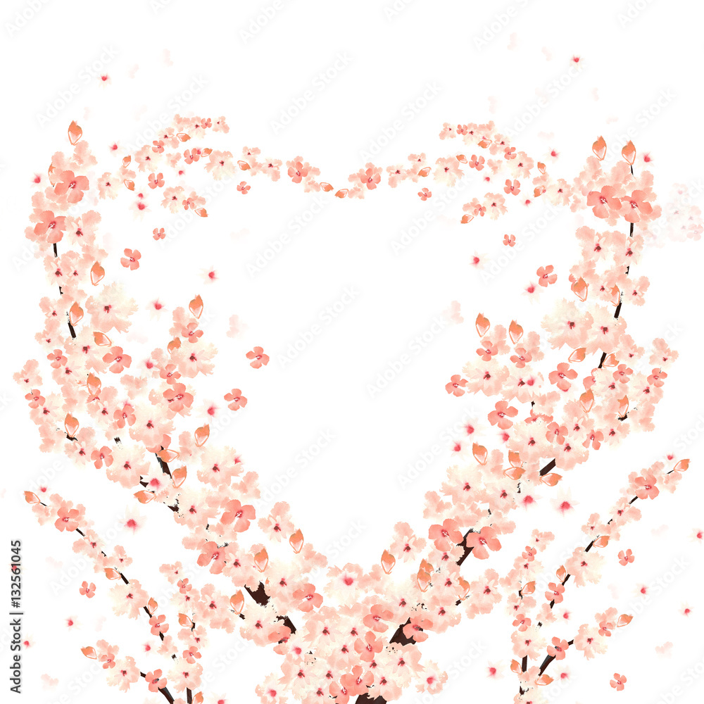 Fototapeta premium heart-shaped sakura branches in bloom 