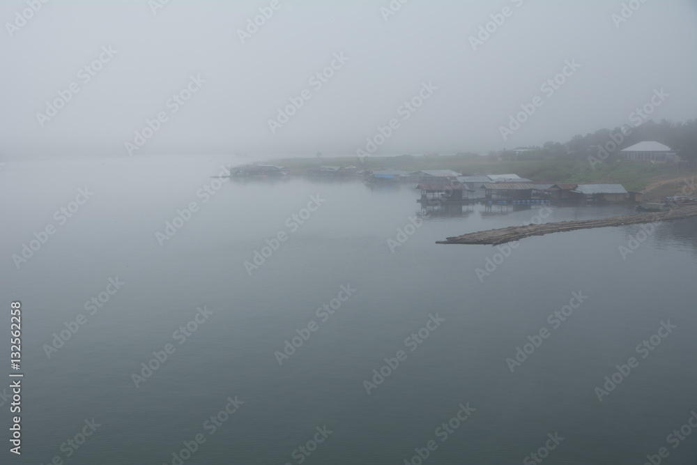 Naklejka premium Beautiful scene of the river at sunrise or sunset.At the 