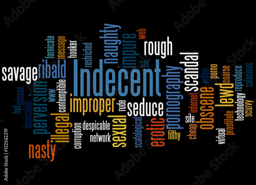 Indecent, word cloud concept 3 photo