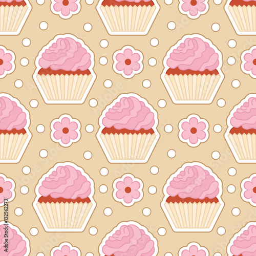 Seamless cupcake pattern.