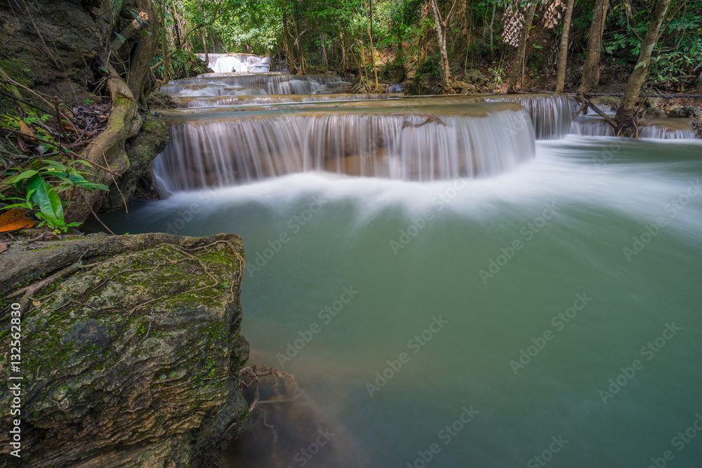 Huai Mae Khamin waterfall in Kanchanaburi province, Thailand, As Huai Mae Khamin waterfall in Kanchanaburi province, Thailand, As