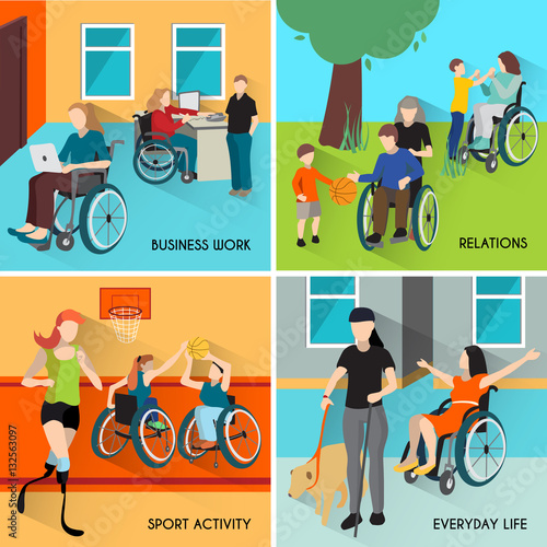 Disabled People Icons Set
