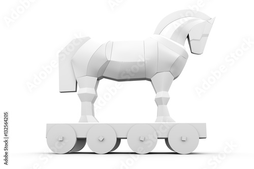 Billede på lærred trojan horse on white background 3D illustration