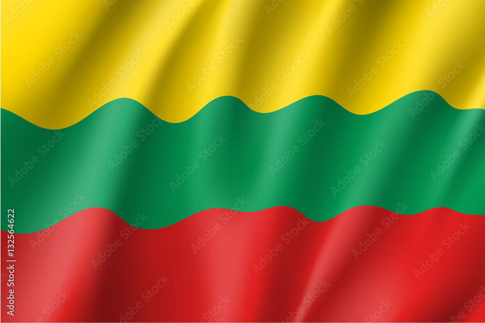 Waving flag of Lithuania. Vector illustration of 3D icon. Waving flag of Lithuania. Vector illustration of 3D icon.