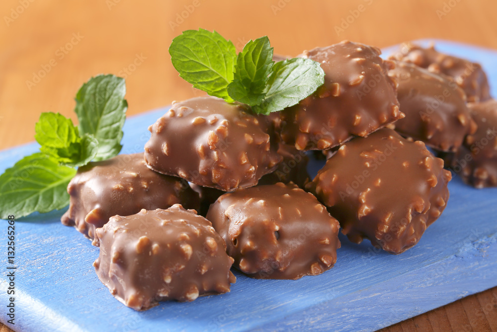 Chocolate-covered marzipan squares Chocolate-covered marzipan squares