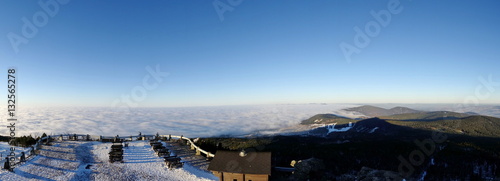 Flowing clouds, View from Jested hill, Liberec district, Czech republic