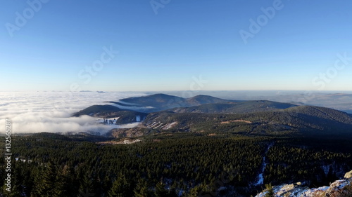 Flowing clouds, View from Jested hill, Liberec district, Czech republic
