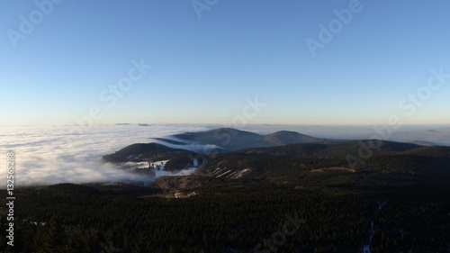 Flowing clouds  View from Jested hill  Liberec district  Czech republic