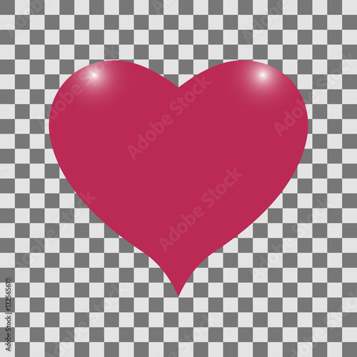 Happy Valentine s Day. heart of red color with highlights. pink  grey squares background. vector