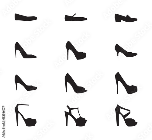 Shoes icons Vector. kind of women's shoes