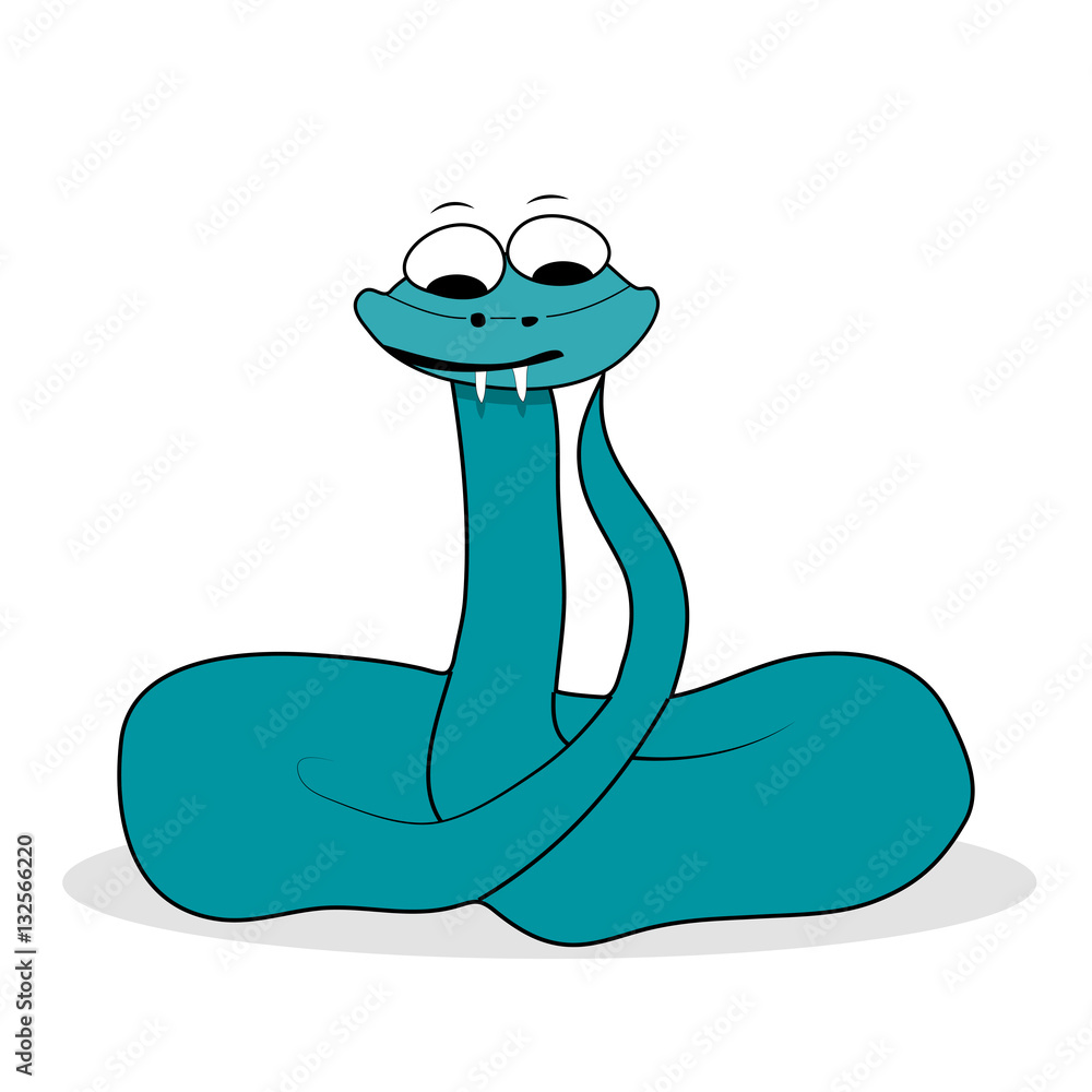 Fototapeta premium Happy cute viper with white fangs