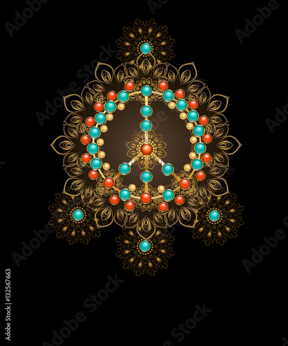 peace symbol with turquoise