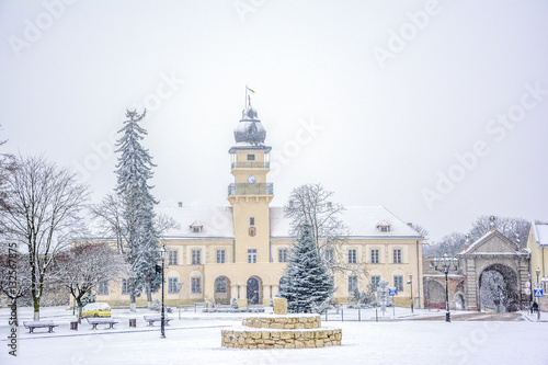City Hall in Zhovkva in winter