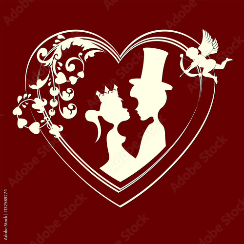 Silhouettes of fairy-tale Prince and Princess