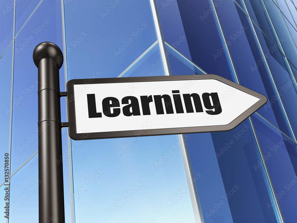 Learning concept: sign Learning on Building background Learning concept: sign Learning on Building background