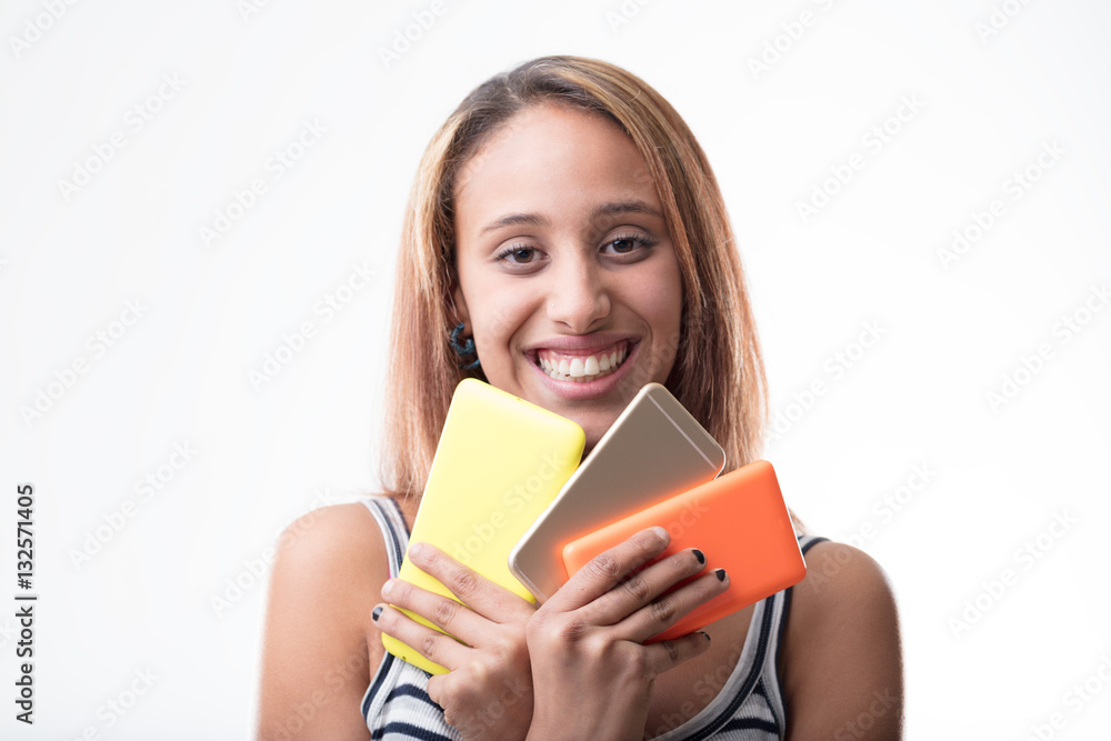 phone addicted girl having fun with her beloved smartphone phone addicted girl having fun with her beloved smartphone