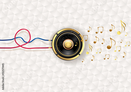 Music design - speaker & golden notes