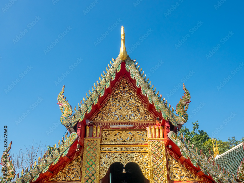 Fototapeta premium Main church delicate Thai art on roof
