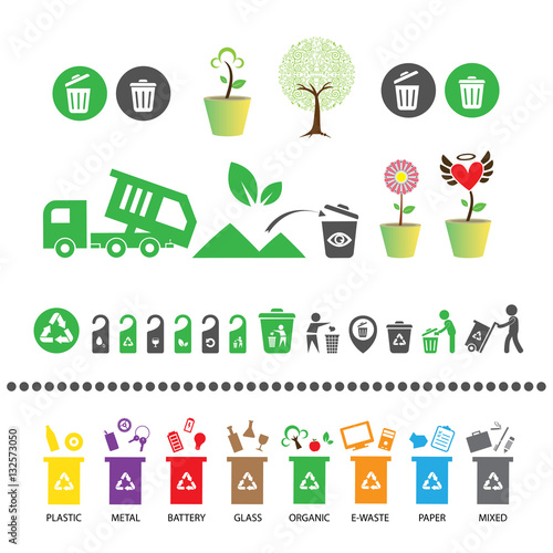 tree and recycle garbage bin