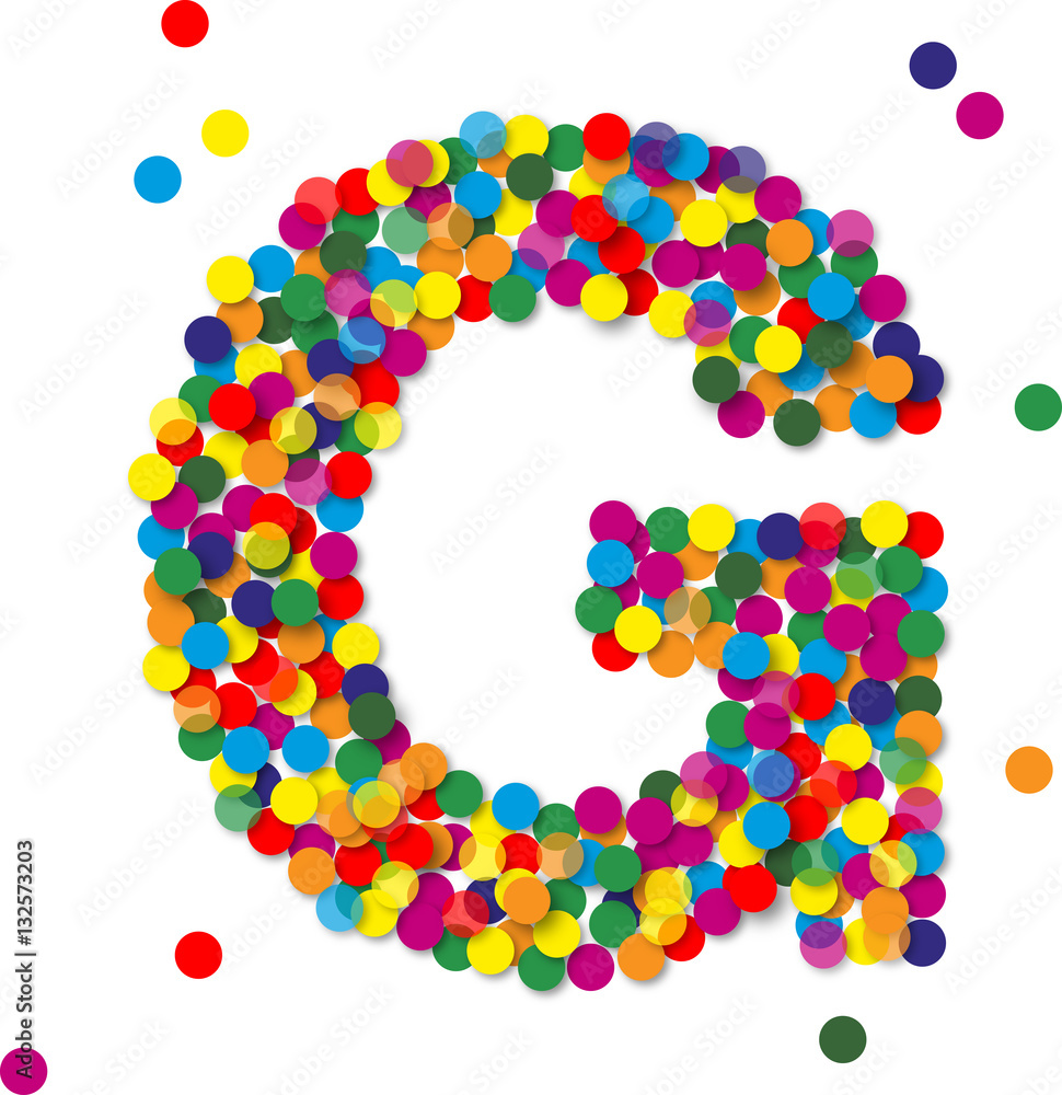 Buntes Konfetti Buchstaben, G, vektor Buntes Konfetti Buchstaben, G, vektor