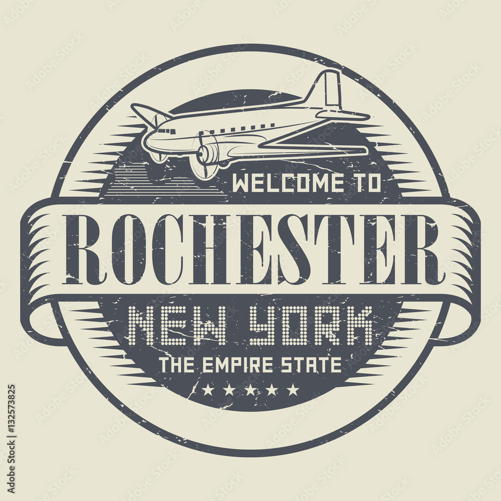 Grunge rubber stamp with text to Rochester, New York Stock