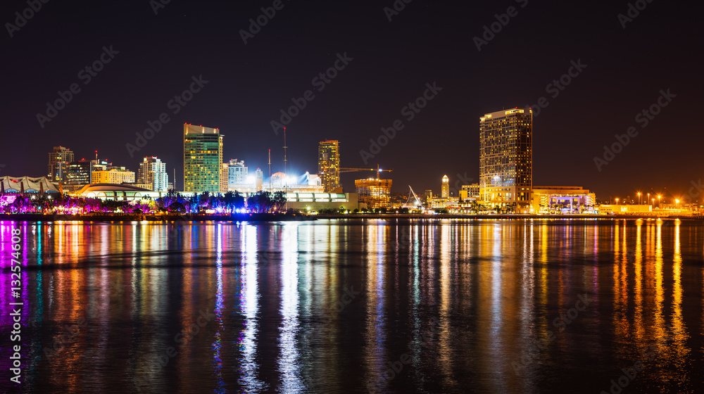 San Diego downtown seen from Coronado at night