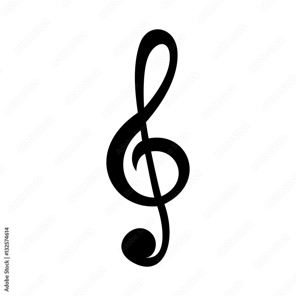 Simple treble clef vector icon. Isolated on white background. Simple treble clef vector icon. Isolated on white background.