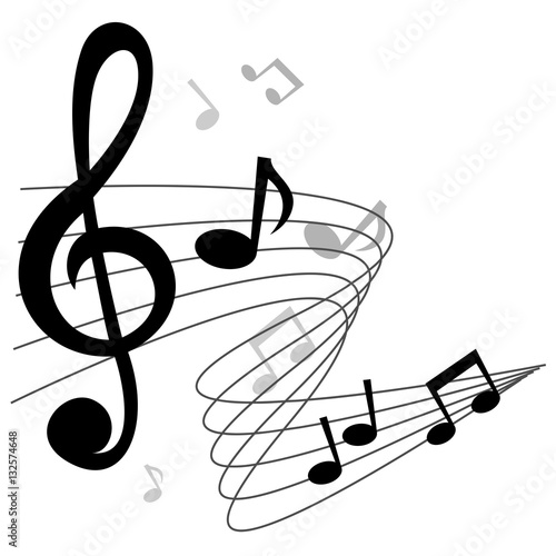 Music notes (chords) vector background design with treble clef.