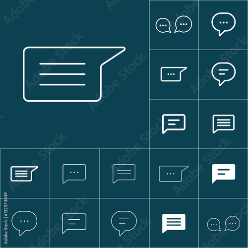 thin line chat, speech, comment, chatting icon on blue backgroun