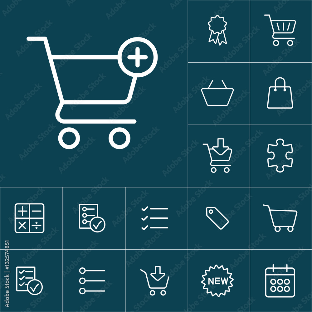 thin line shopping card, trolley icon on blue background, shoppi thin line shopping card, trolley icon on blue background, shoppi