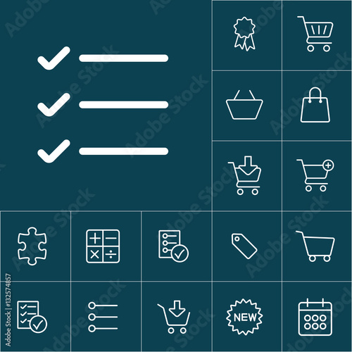 thin line simple list, checklist icon on blue background, shoppi photo