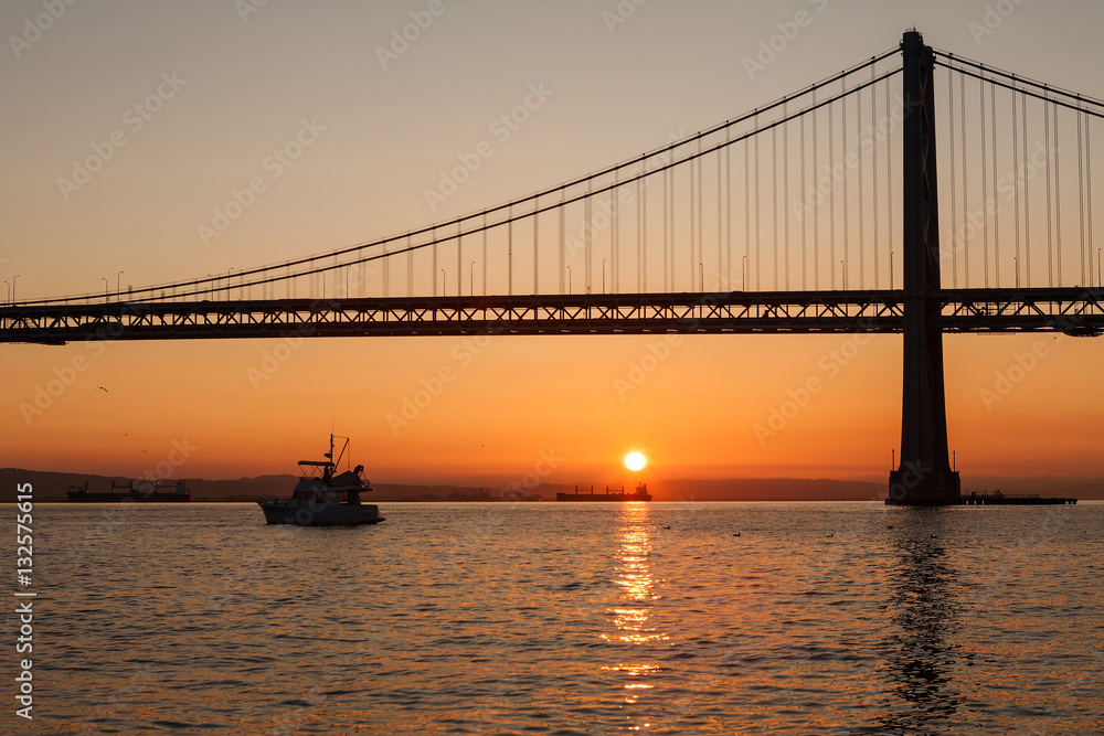 Oakland Bay Bridge during the sunrise, San Francisco, California Oakland Bay Bridge during the sunrise, San Francisco, California
