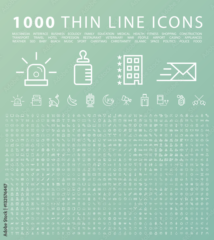 Set of 1000 Isolated Minimal Modern Simple Elegant Black Icons. Vector Elements on Green Background. Set of 1000 Isolated Minimal Modern Simple Elegant Black Icons. Vector Elements on Green Background.