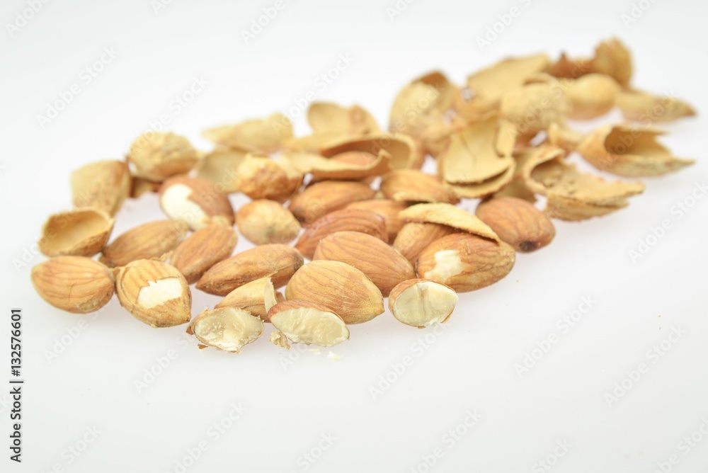 Almonds nut on isolated background.