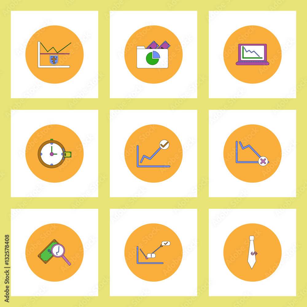 Collection of icons in flat style infographics and statistics