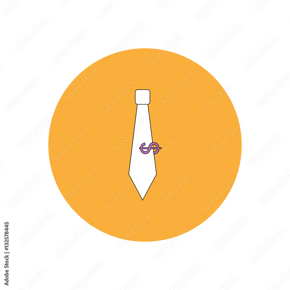 Vector illustration in flat design of tie and dollar emblem Vector illustration in flat design of tie and dollar emblem