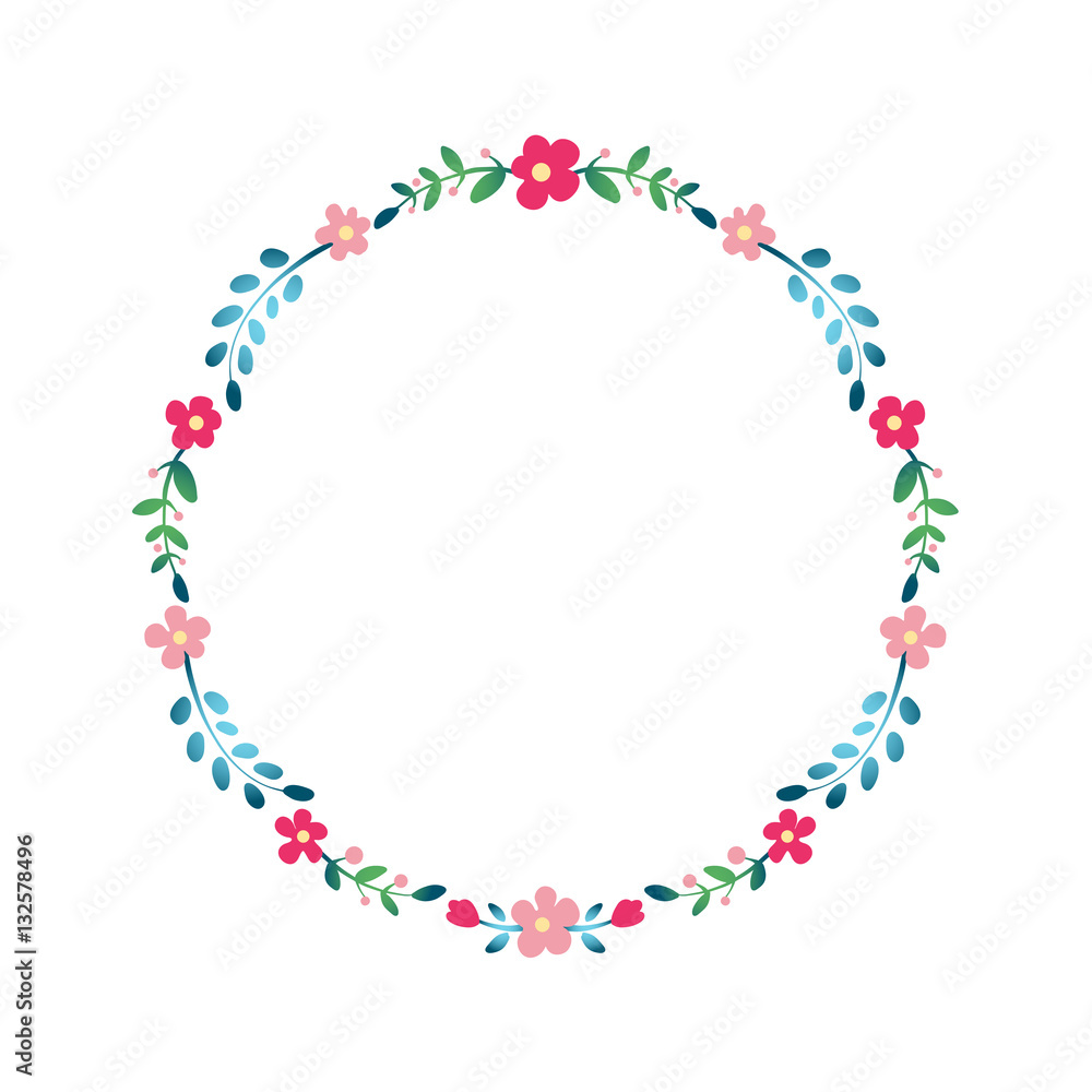 Floral wreath isolated on white.