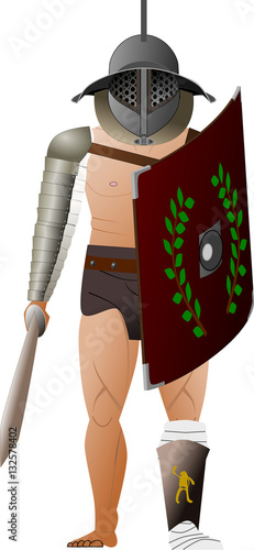 Roman gladiator (murmillo type) - vector illustration
