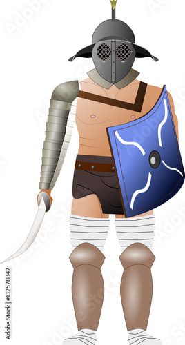 Roman gladiator (thracian type) - vector illustration